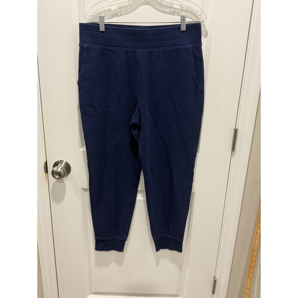 Lands' End Womens Jogger Pants Waffle Knit Navy Blue Size M